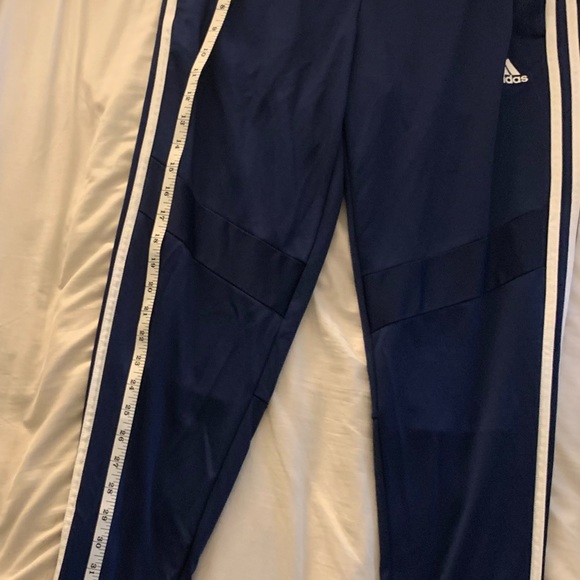 Adidas Track Pants with Zipper Bottoms Blue with White Stripe Size M EUC Joggers - Picture 10 of 12